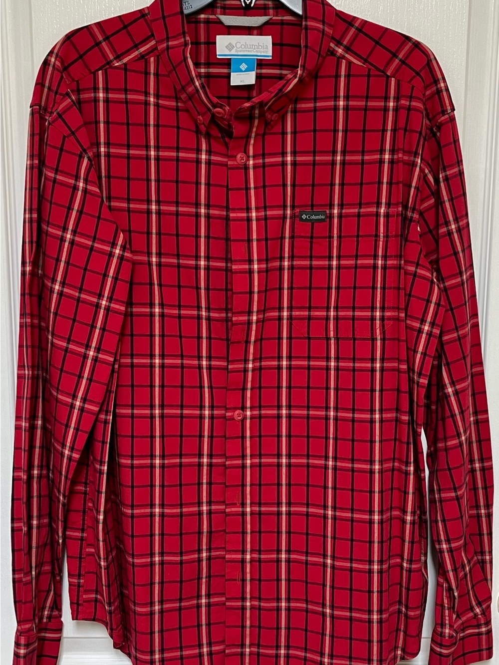 Columbia Red Plaid Long-Sleeve Button-Down Shirt